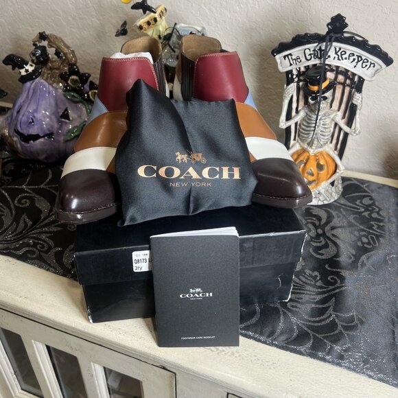 COACH Womens Multicolor Patchwork BANDIT Ankle Booties Boots Sz 7B New Bag Box - Picture 8 of 15